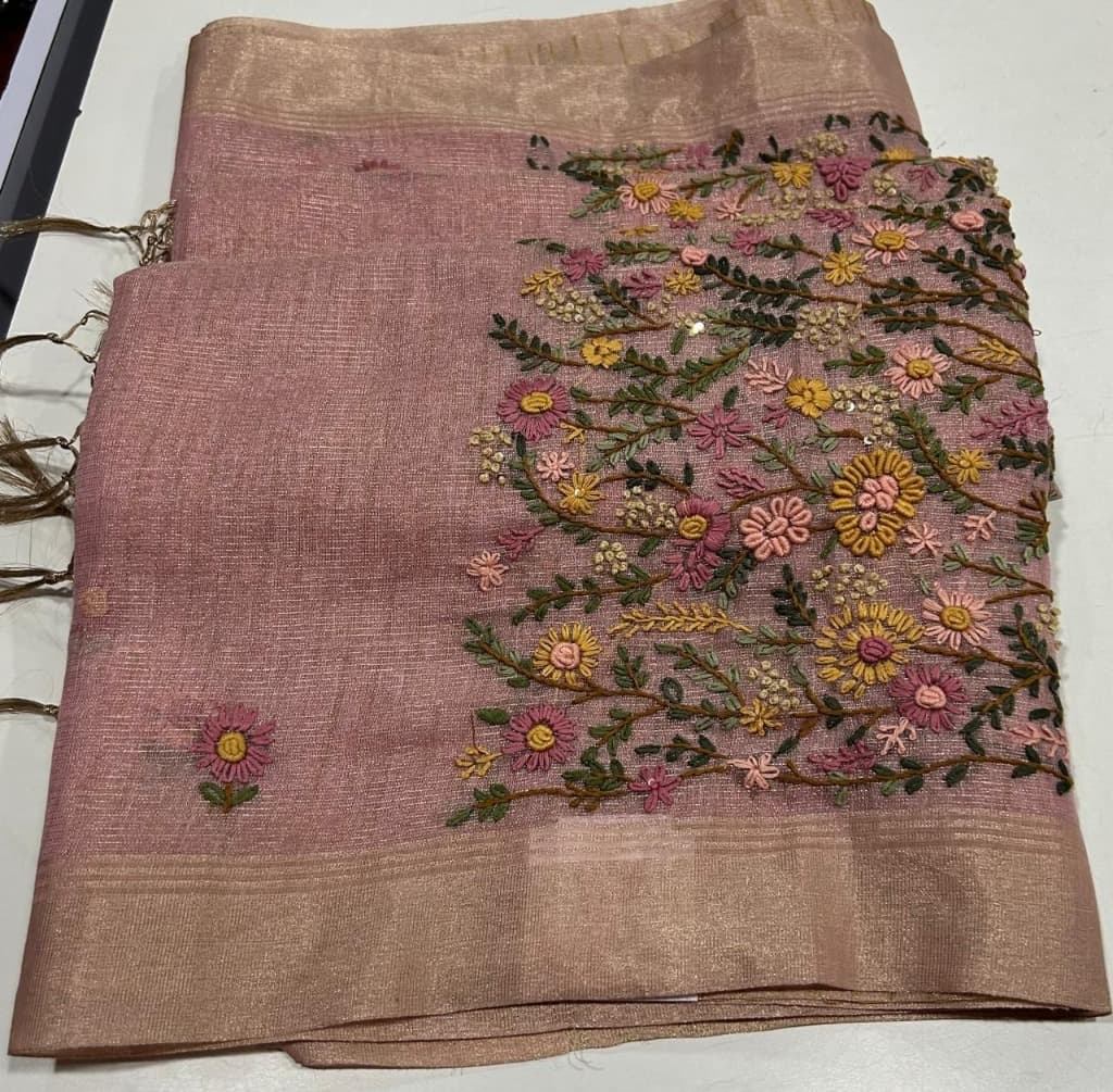 Agnika Boutique Premium Saree - Dusty Rose Meadow